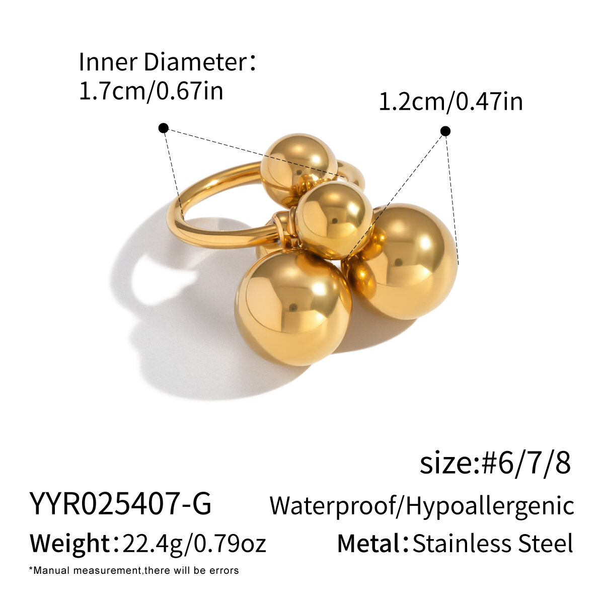 Gold Color/Ring Size 6 