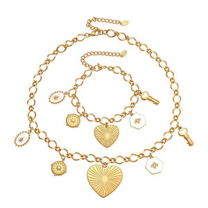 Shinning Series Heart Stainless Steel Waterproof Gold Color Women's Jewelry Sets h5 Picture7