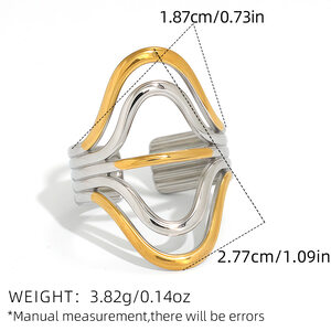 1 Piece Simple Irregular Shape Stainless Steel Waterproof Gold Color Women's Statement Rings h5 Picture2