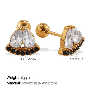 1 Pair Bow Knot Stainless Steel Waterproof Gold Color Rhinestone Piercing Earrings h5 Picture2