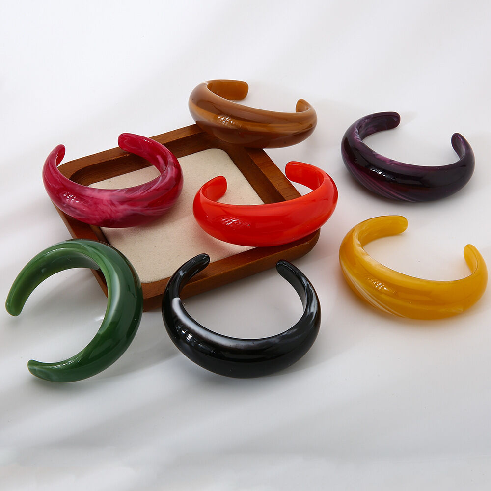 1 Piece Simple Series Retro Gradient Color Resin Women's Cuff Bracelets Picture2