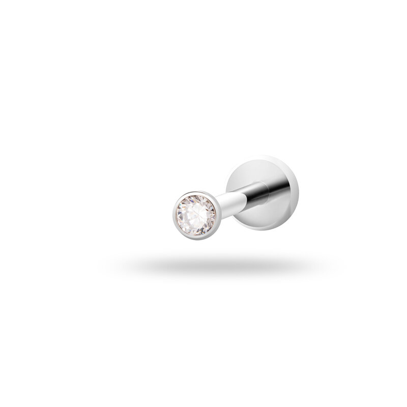 1 Piece Simple Circle Titanium Alloy Zircon Women's Piercing Earrings h5 