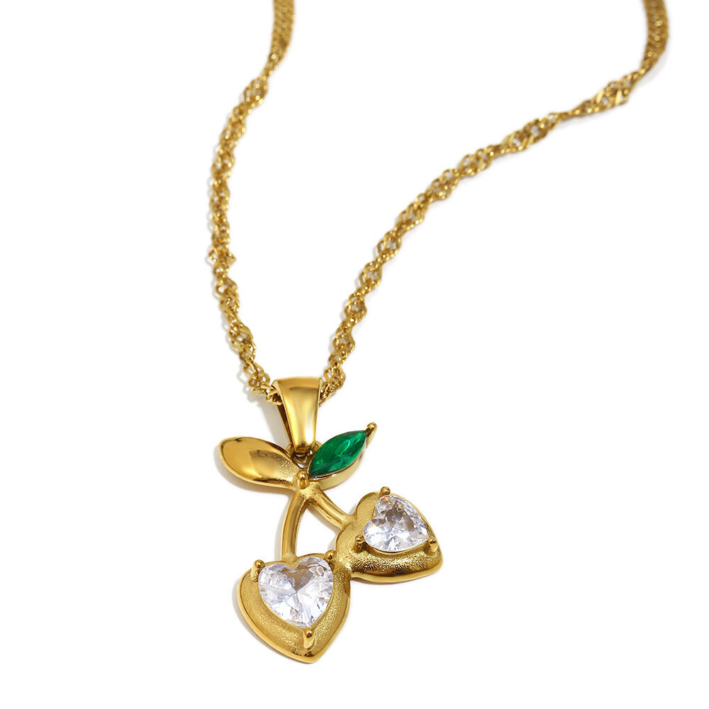 Zirkoon kersenketting - goud Afbeelding2