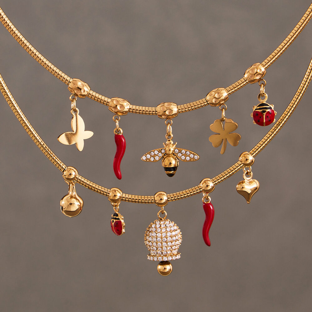 1 Piece Sophisticated Bee Stainless Steel Waterproof Gold Color Zircon Women's Pendant Necklaces Picture4