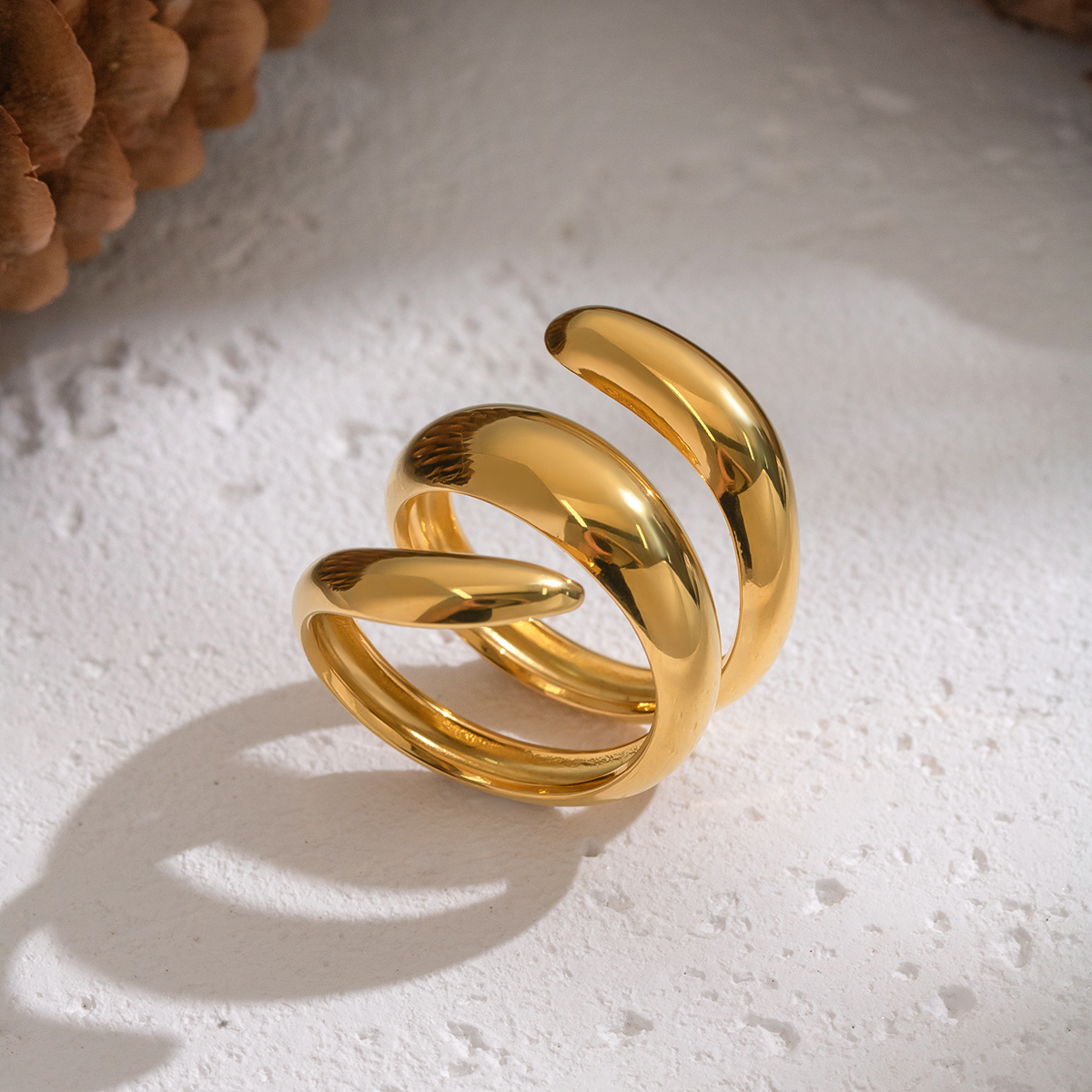 1 Piece Irregular Shape Stainless Steel Waterproof Gold Color Statement Ring h5 Picture3