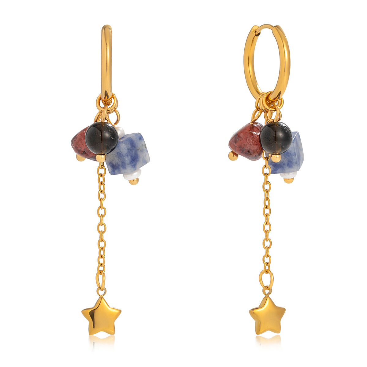 1 Piece Designable Star Natural Stone Stainless Steel Waterproof Women's Drop Earrings 