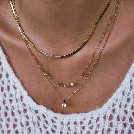 1 Piece Modern Circle Stainless Steel Waterproof Gold Color Zircon Women's Layered Necklaces 2
