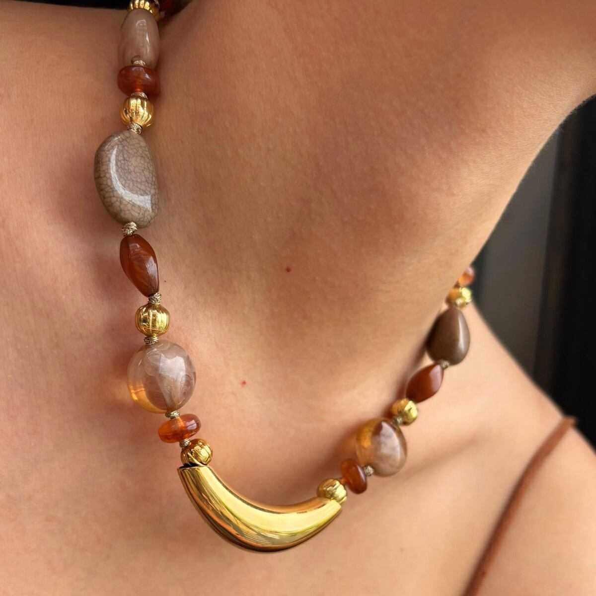 Collier de perles en résine et pierre naturelle, 1 pièce 2