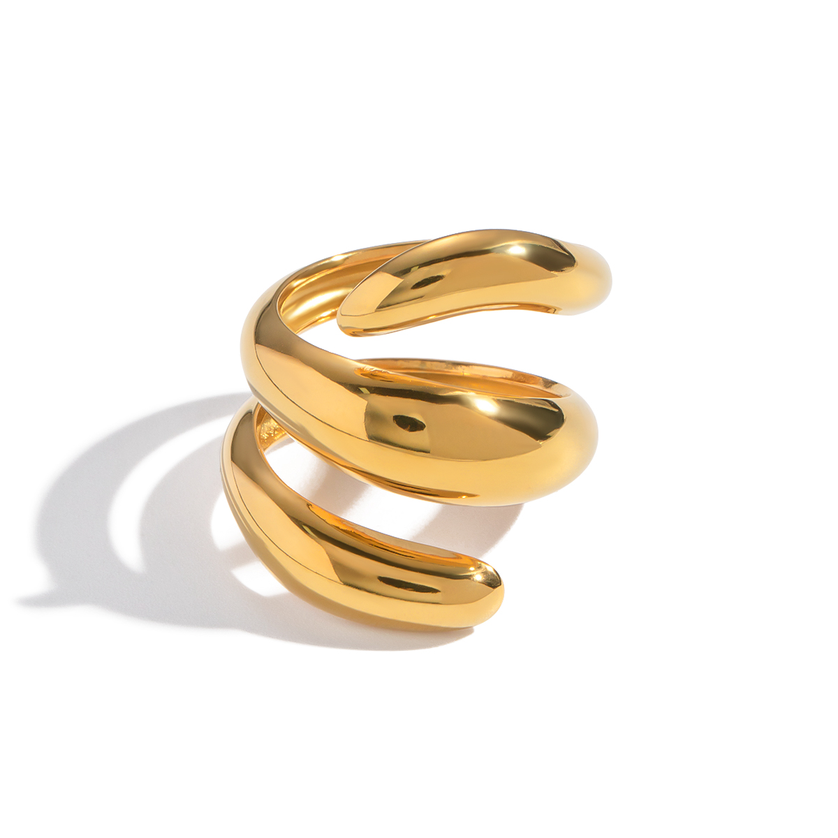 1 Piece Irregular Shape Stainless Steel Waterproof Gold Color Statement Ring Picture5