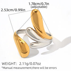 1 Piece Simple Irregular Shape Stainless Steel Waterproof Gold Color Women's Statement Rings h5 Picture2