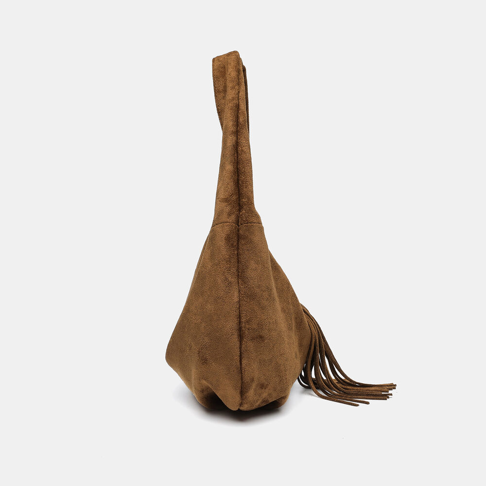 Bolso de hombro étnico informal con borlas de ante sintético para mujer, 1 pieza h5Imagen3