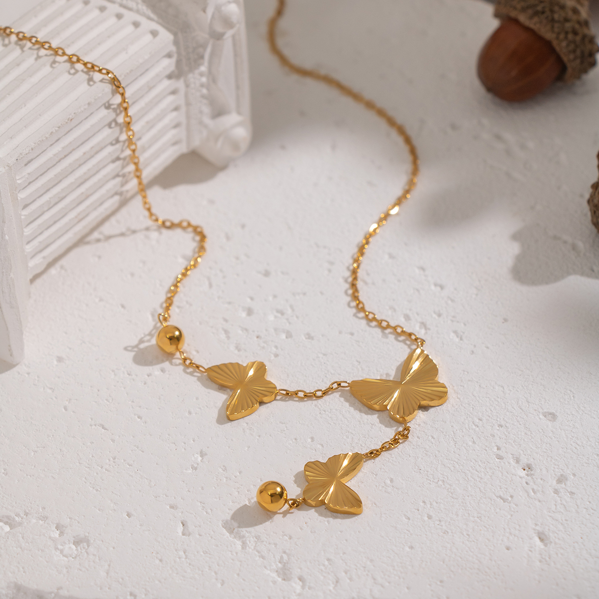 1 Piece Elegant Butterfly Stainless Steel Waterproof Gold Color  Pendant Necklace Picture5