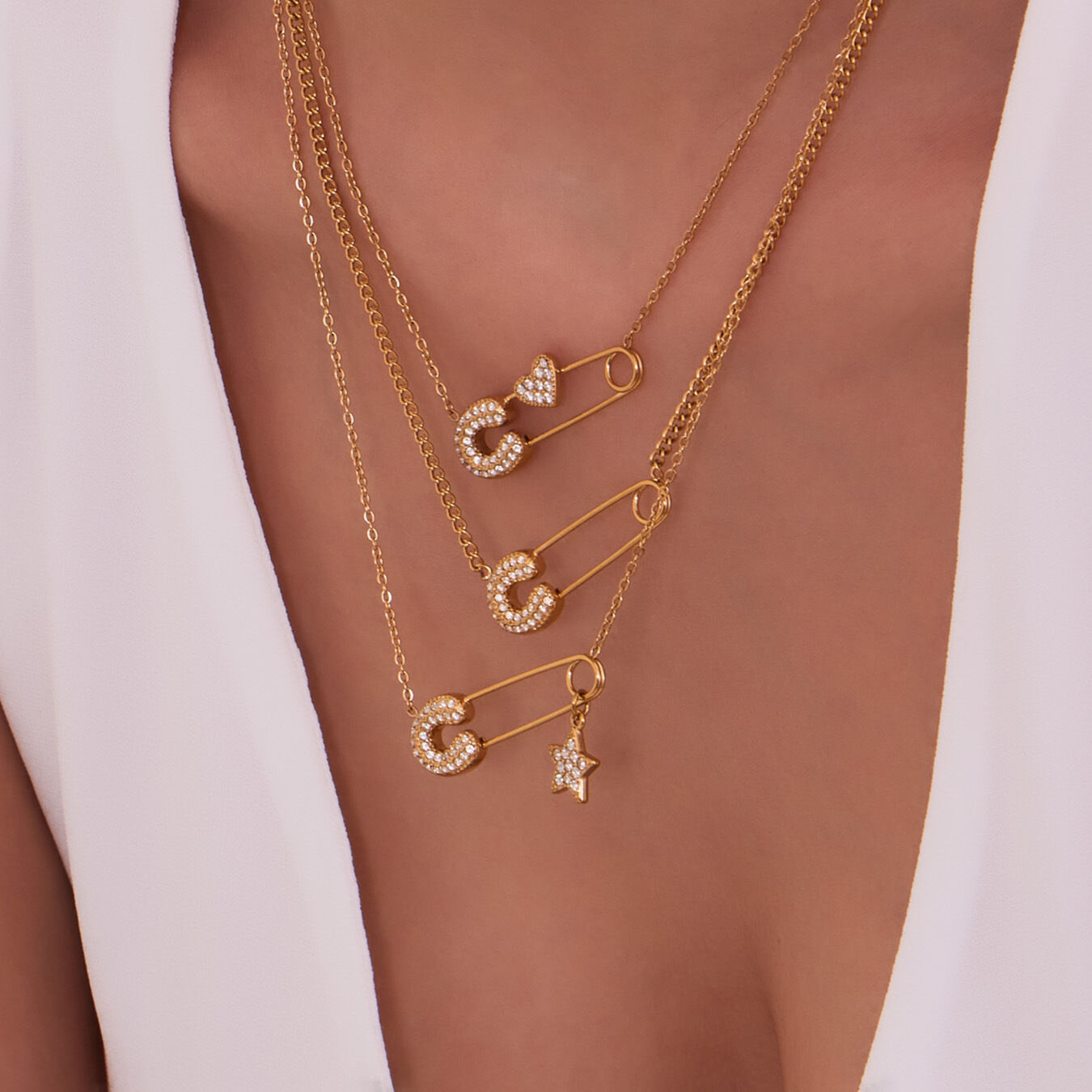 Daily Paper Clip Stainless Steel Waterproof Gold Color Women's Pendant Necklaces Picture4