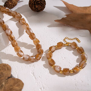 Irregular Shape Resin Beads Flower Pendant Necklace Set h5 Picture2