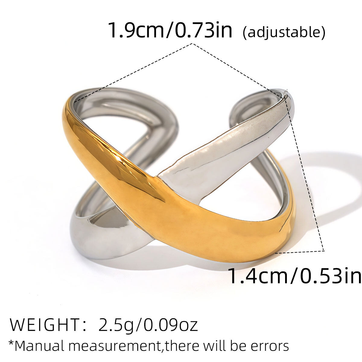 1 Piece  Simple Irregular Shape Stainless Steel Waterproof   Gold Color  Women's Statement Rings h5 Picture2