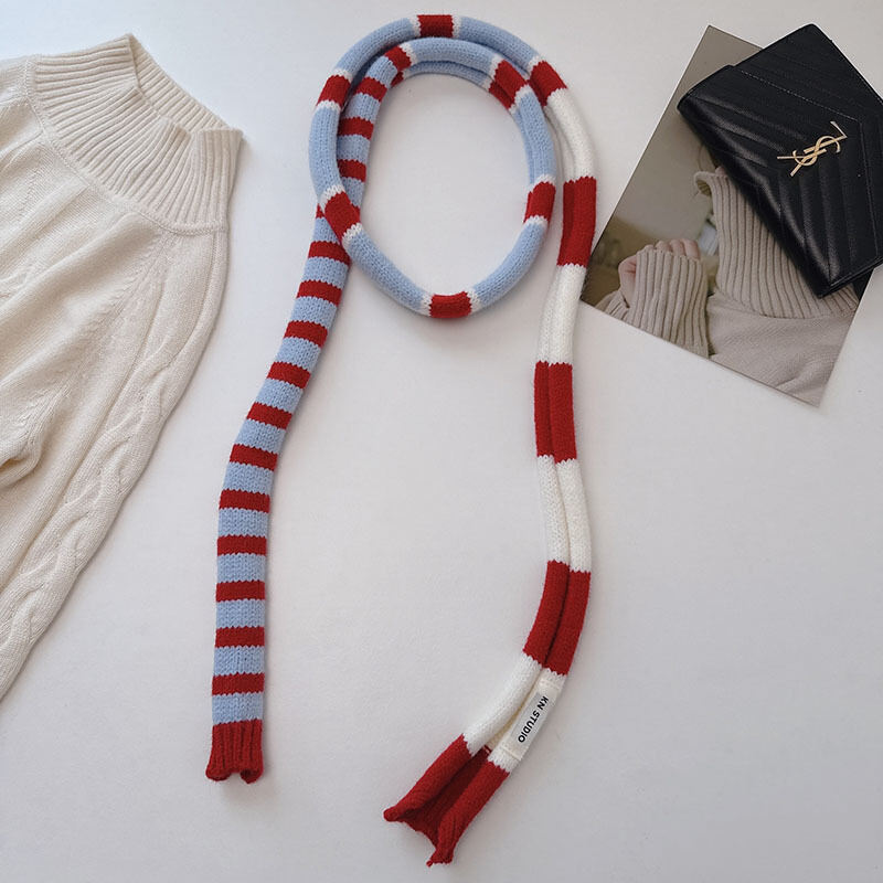 Sciarpa lavorata a maglia a righe color-blocking, 1 pezzo 2