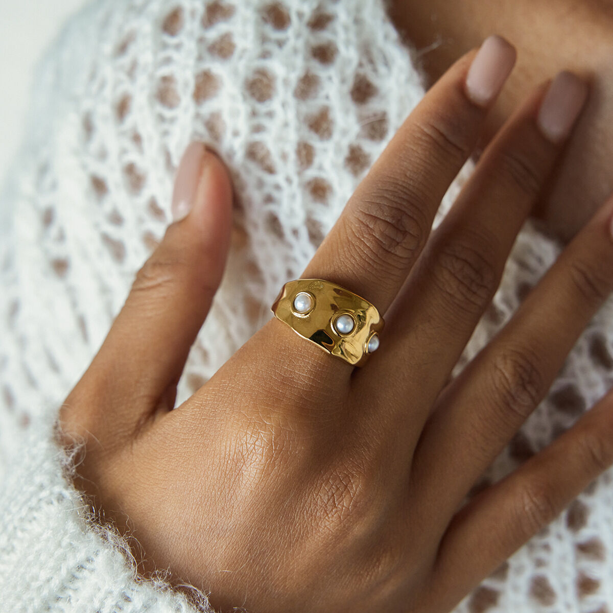1 Piece Designable Irregular Shape Stainless Steel Waterproof Gold Color Statement Rings Picture3