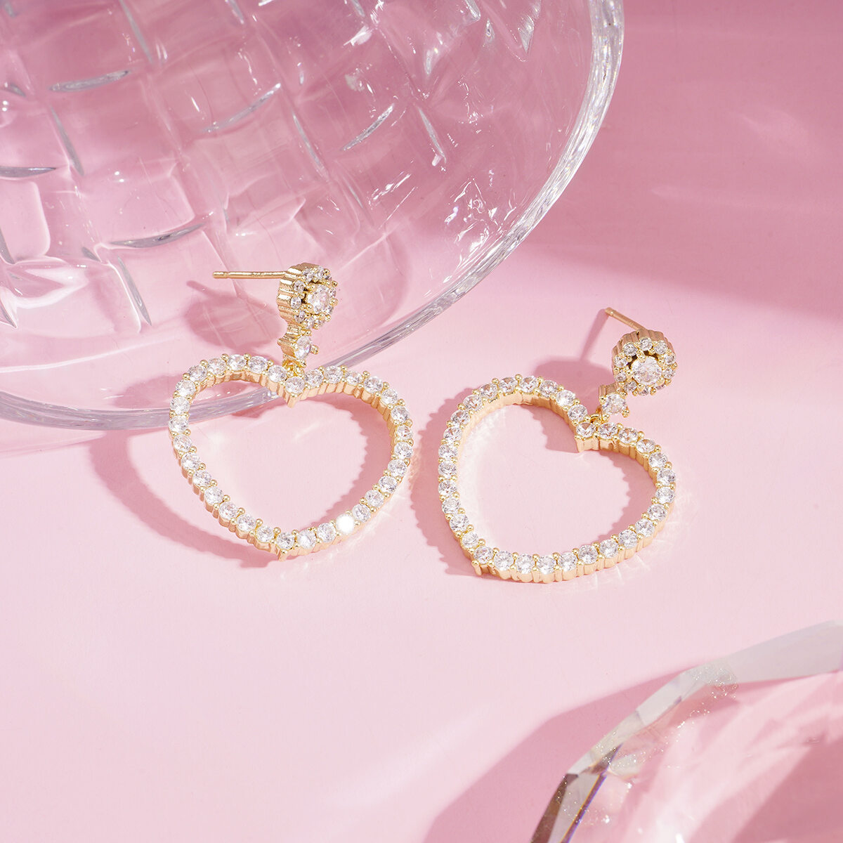 1 Pair Festive Series Sweet Heart Copper Party Earrings