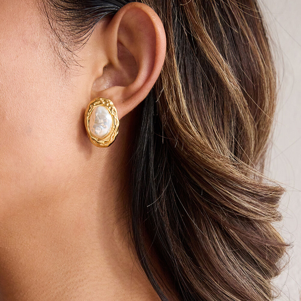 1 Pair Classic Flower Stainless Steel Waterproof Gold Color Women's Stud Earrings h5 Picture5