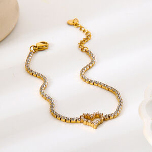 1 Piece Sweet Heart Stainless Steel Waterproof Gold Color Women's Chain Bracelets h5 Picture2