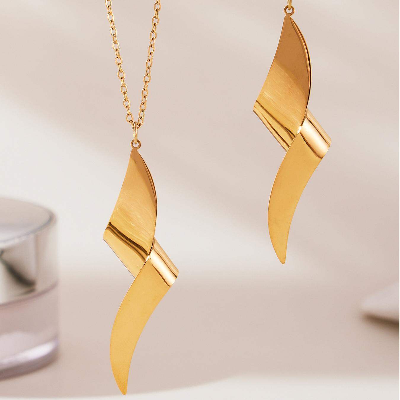 Minimalist Twist Mixed Gold&Silver Colors Stainless Steel Waterproof Women's Jewelry Sets Picture9