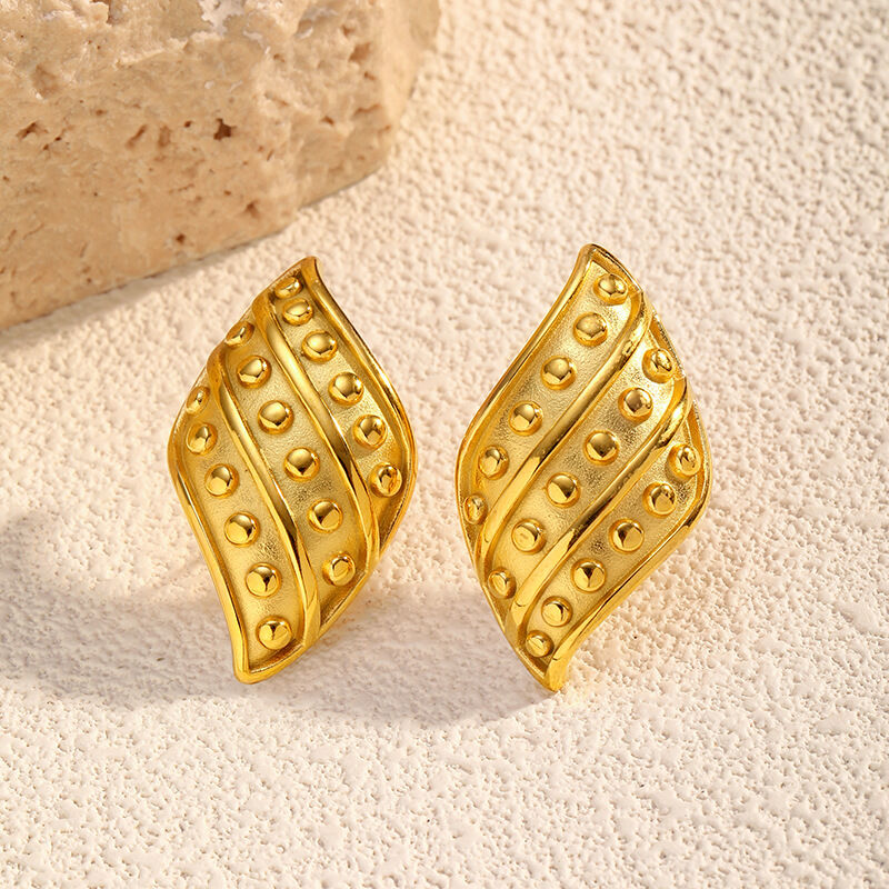 1 Pair Irregular Shape Stainless Steel Waterproof Gold Color Stud Earrings