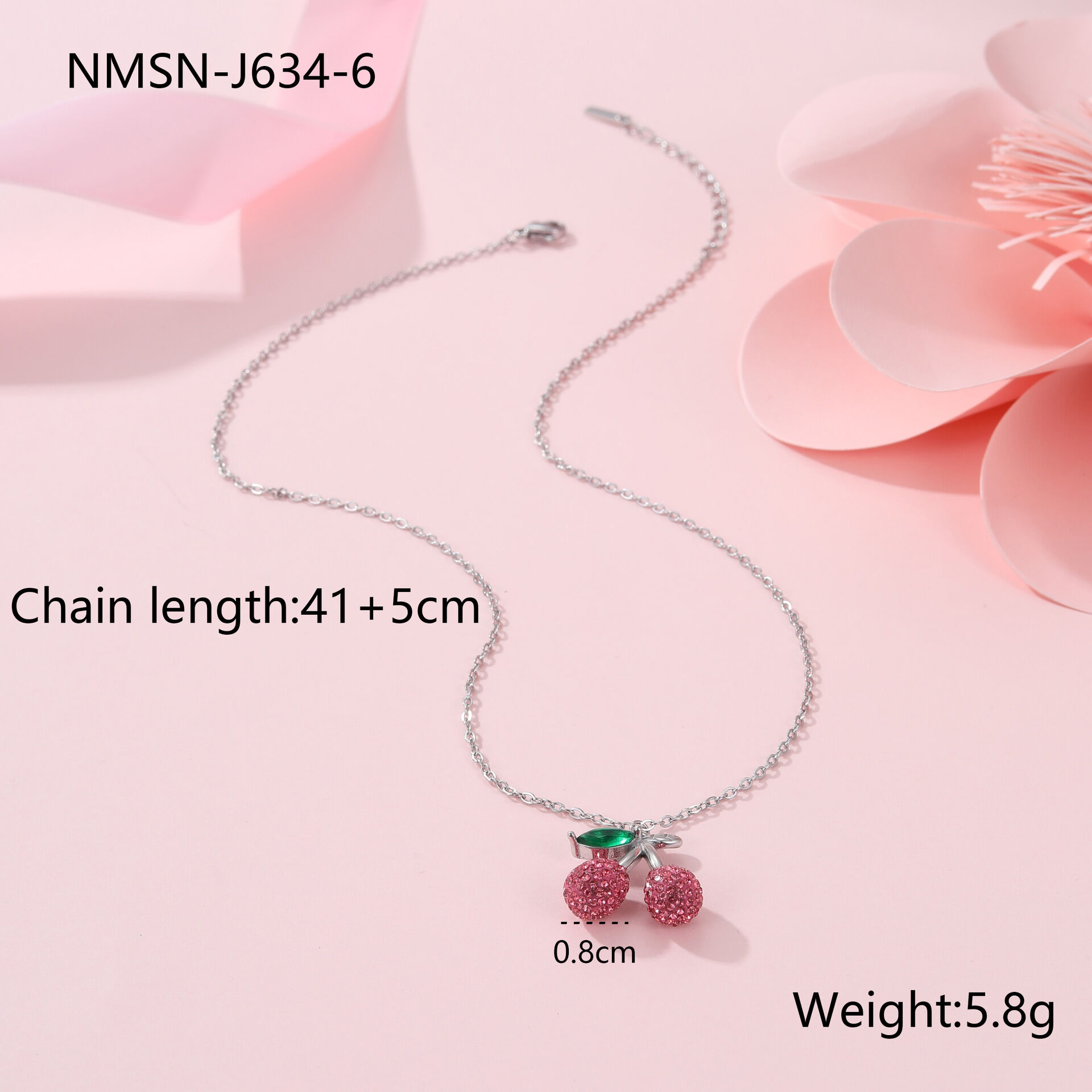 Nmsn-J634-6 Steel Color Pink Diamond Necklace Picture4