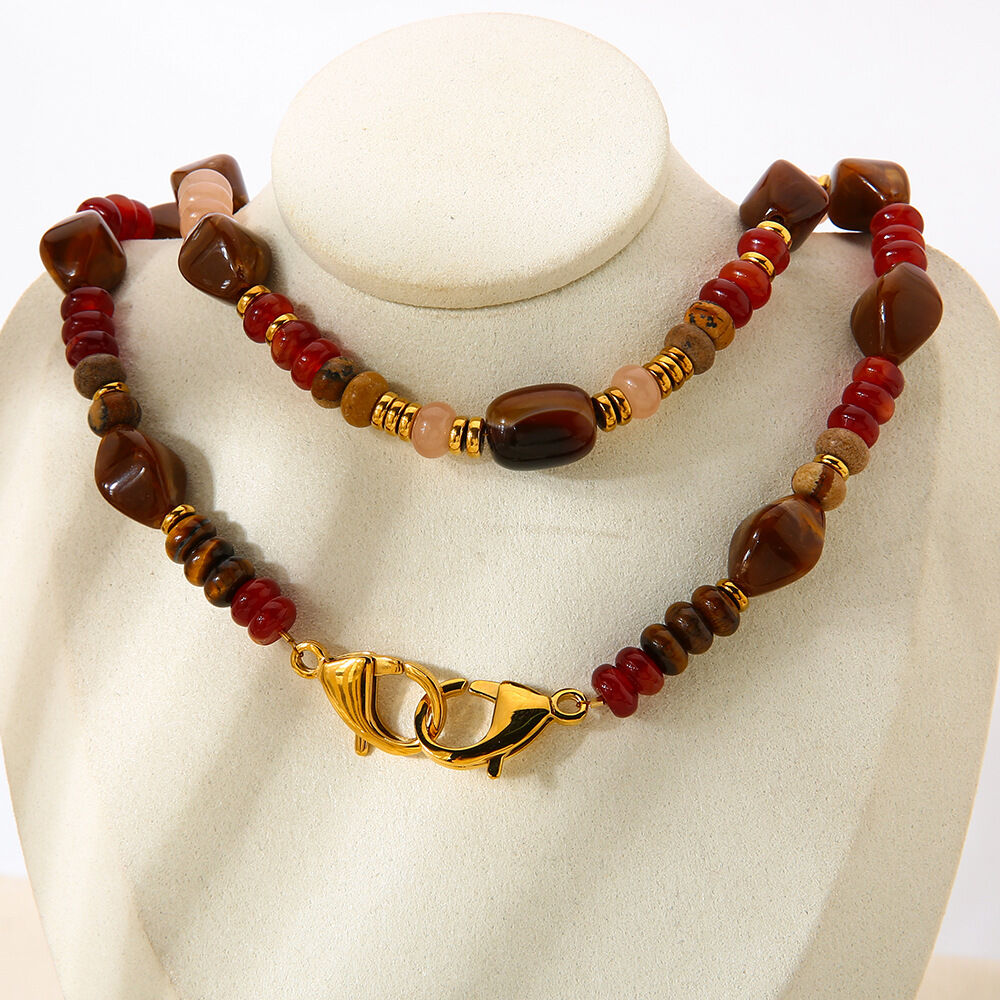 1 Piece Classic Retro Beads Acrylic   Gold Color  Women's Beaded Necklaces Picture4