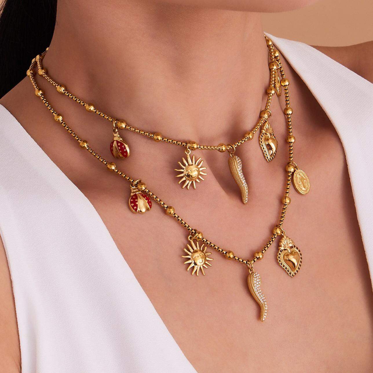 1 Piece Luxurious Pepper Stainless Steel Waterproof Gold Color Women's Pendant Necklaces Picture2