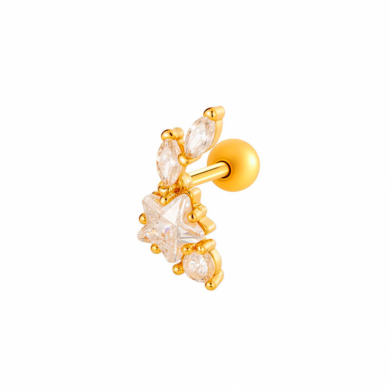 1 Stück geometrische Figur Kupfer Gold Farbe Zirkon Damen Piercing Ohrringe h5 