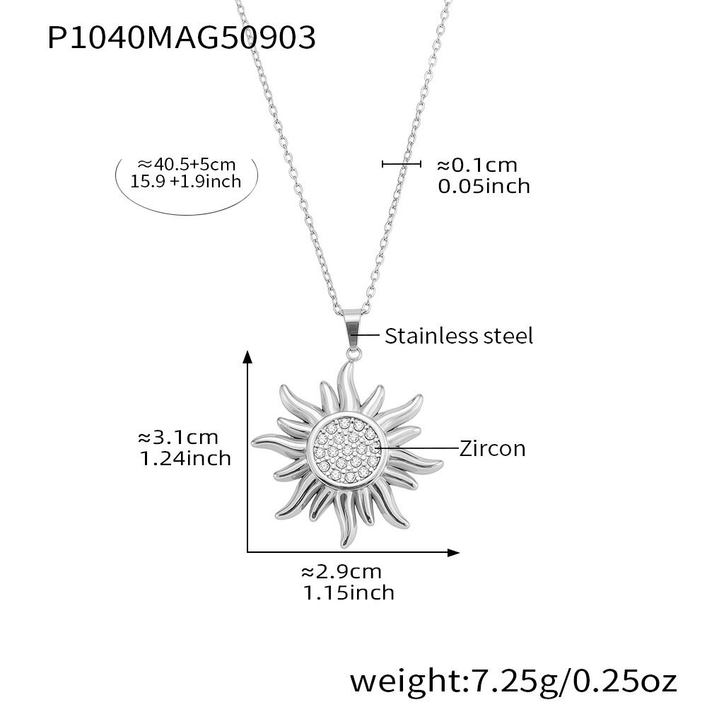 P1040-Steel Sunflower Necklace 40+5Cm Picture2