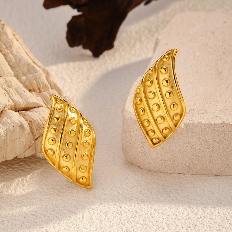 1 Pair Irregular Shape Stainless Steel Waterproof Gold Color Stud Earrings Picture2