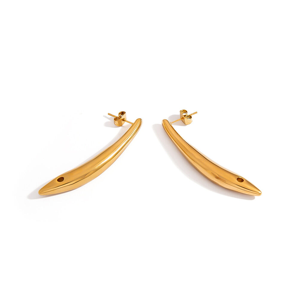 1 paire de boucles d'oreilles à clous en acier inoxydable doré, étanches, en forme de poisson Image5