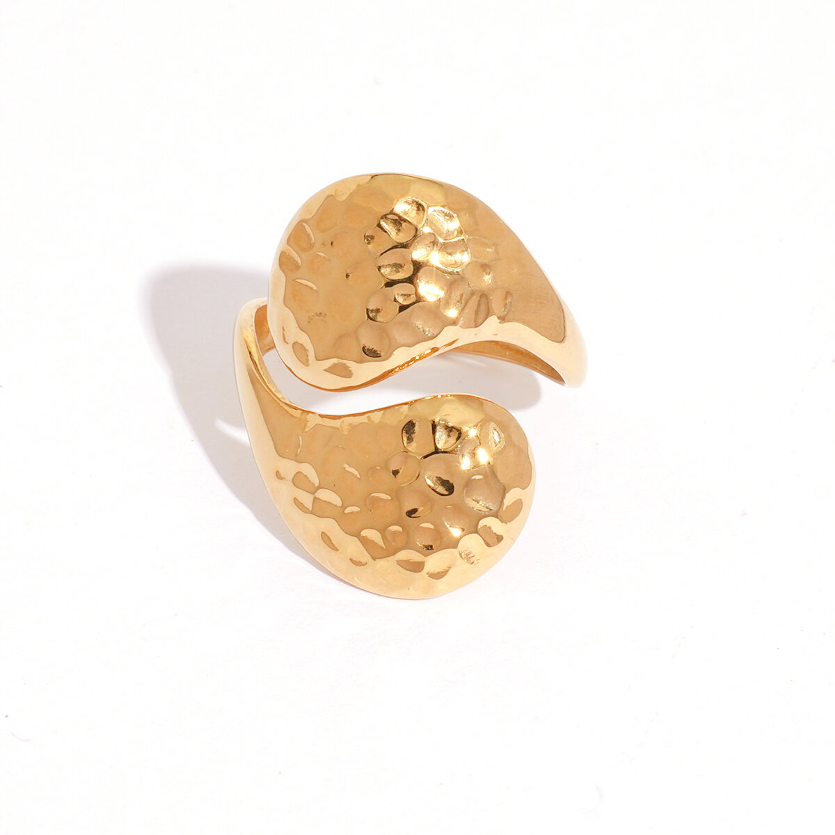 1 Piece Simple Irregular Shape Hammer Pattern Stainless Steel Waterproof  Women’s Statement Rings 