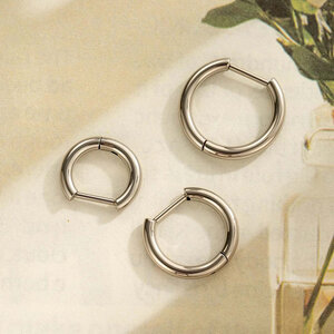 1 Piece Minimalist Annular Shape Titanium Alloy Women's Hoop Earrings h5 Picture4
