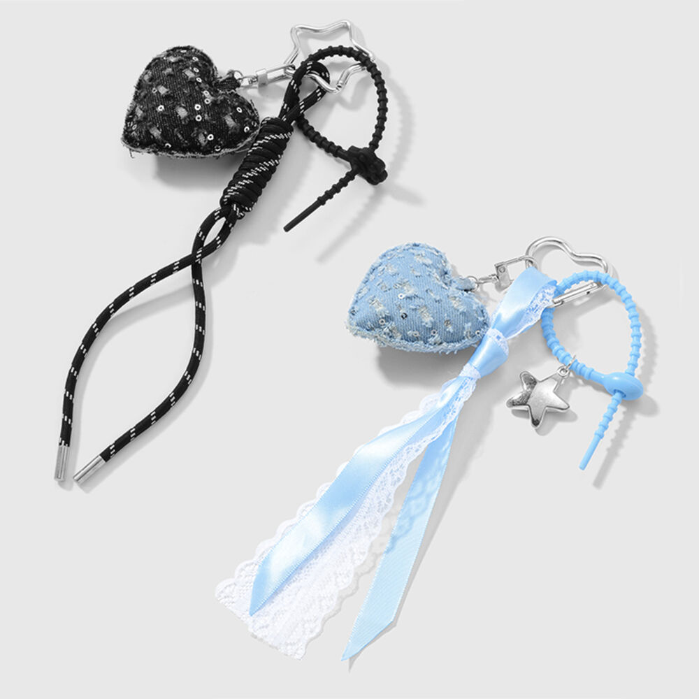 1 Piece Denim Heart Bag Charm Picture3