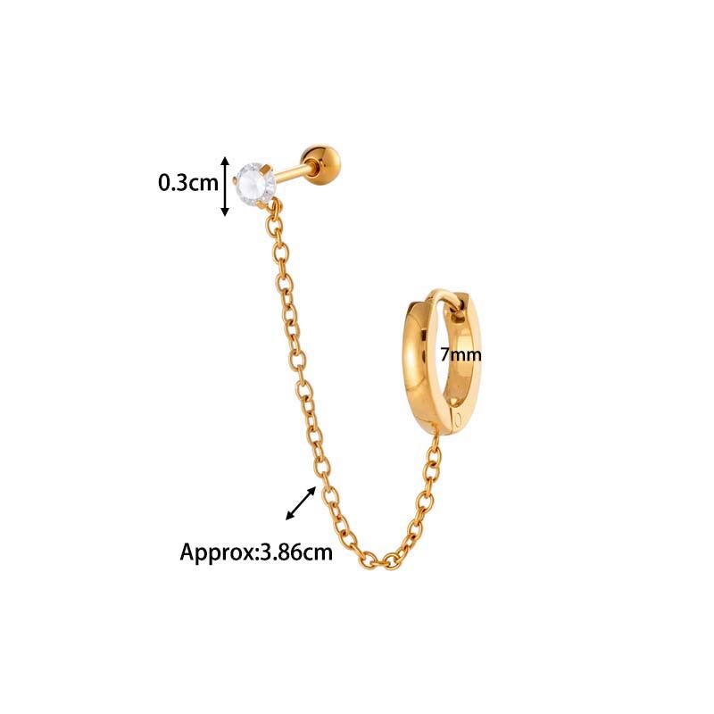 1 Piece Simple Star Circle Gold Color Zircon Piercing Earring h5 Picture2