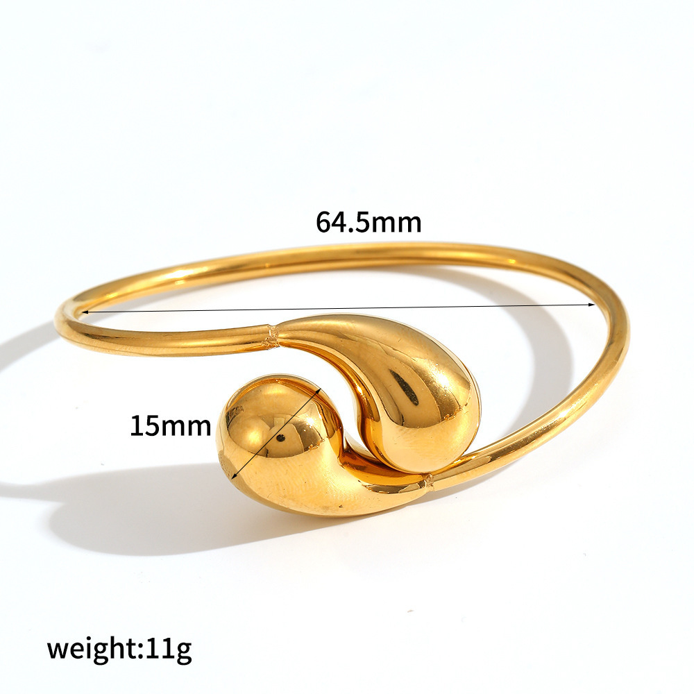 1 Piece Irregular Shape Stainless Steel Waterproof Gold Color Bangle Picture2