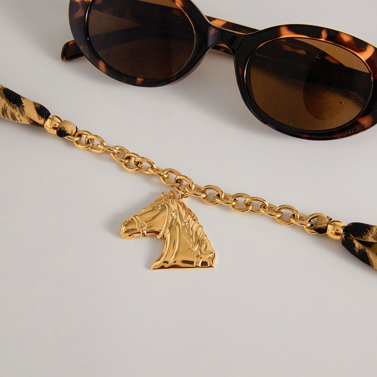 1 Piece Luxurious Horse Leopard Print Stainless Steel Waterproof Gold Color Women's Pendant Necklaces h5 Picture6