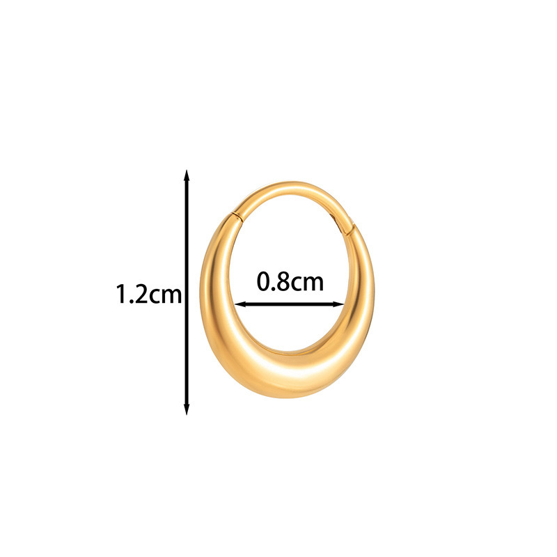 1 Piece Simple Circle Titanium Alloy Gold Color Hoop Earring Picture2