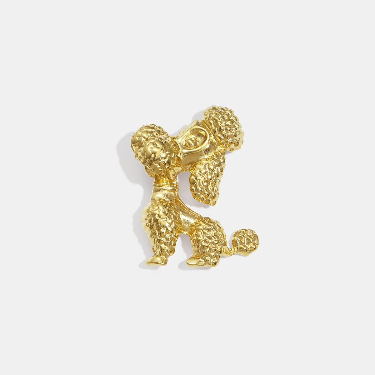 1 Piece Poodle Shape Stainless Steel Waterproof Gold Color Brooch h5 
