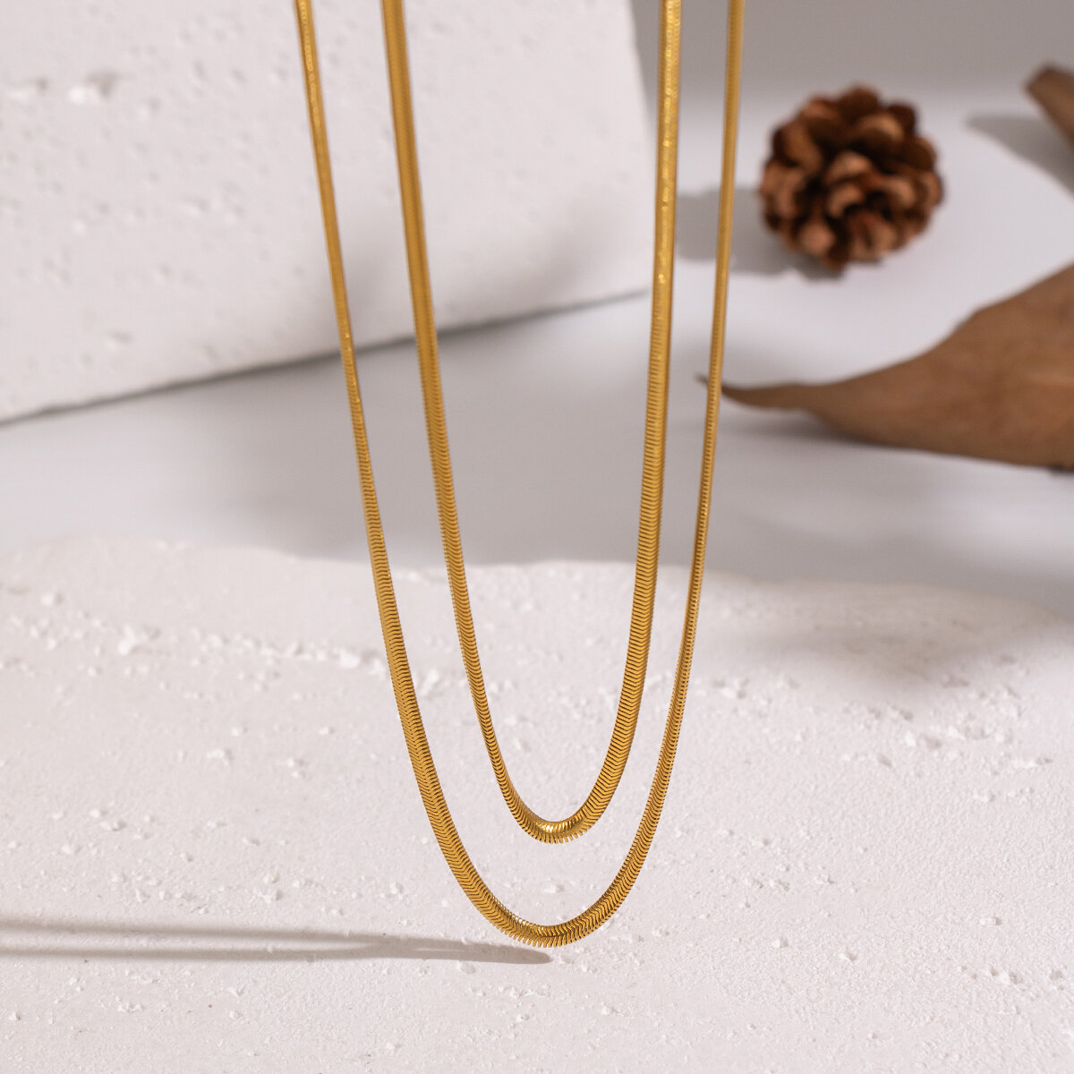 1 Piece Chain Stainless Steel Waterproof Gold Color Layered Necklace
