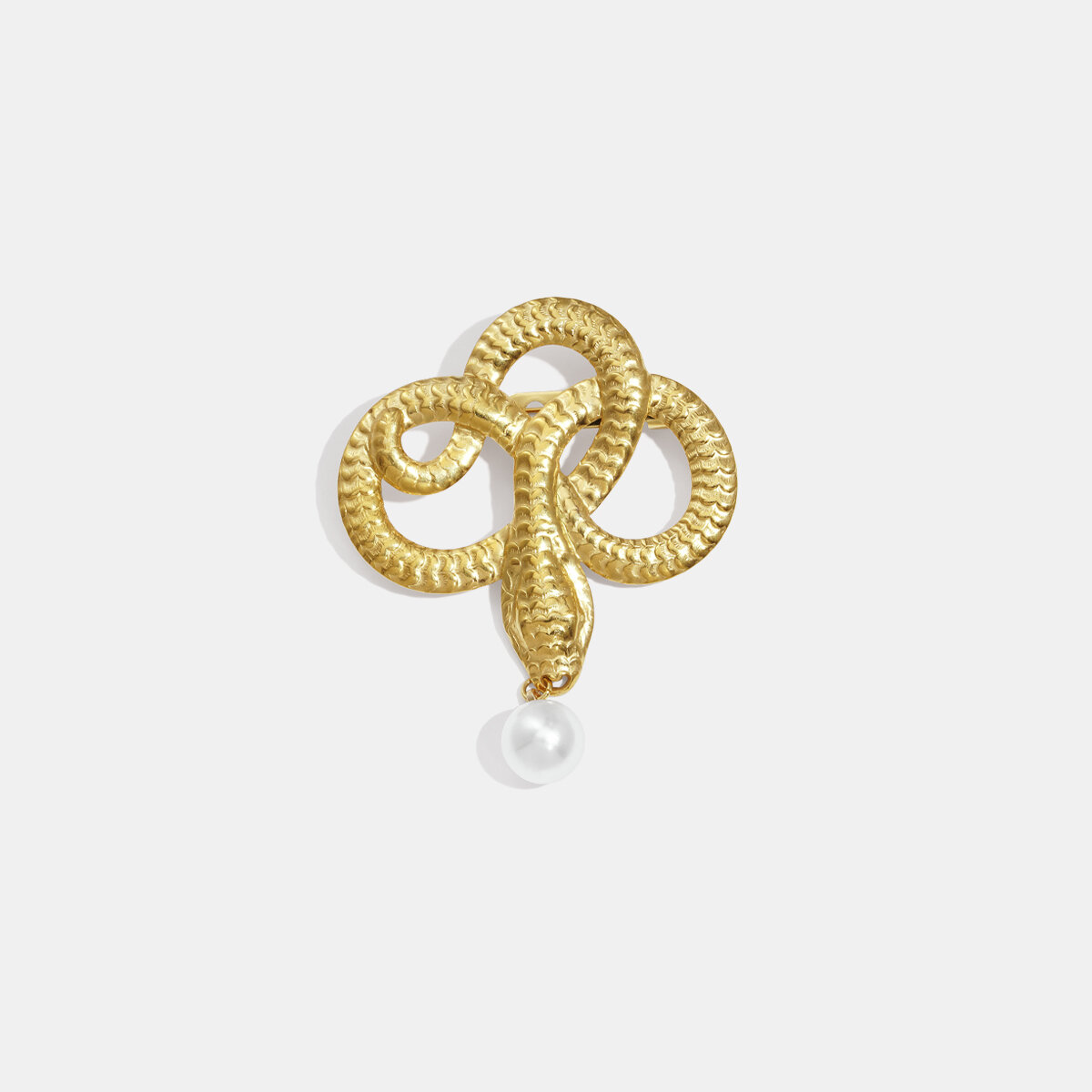 1 Piece Snake Shape Stainless Steel Waterproof Gold Color Brooch 