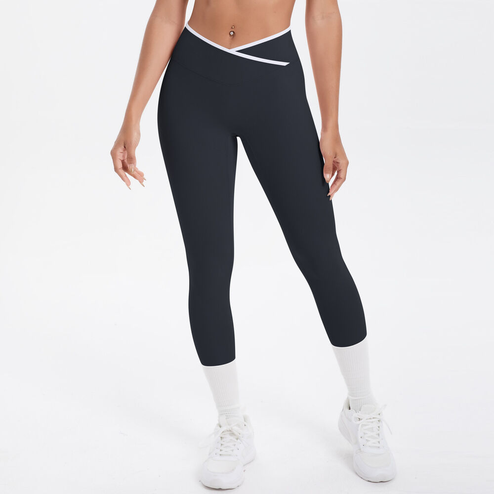 1 Piece Sports Color Blocking Cross Style High Stretch Skinny Sports Bottoms