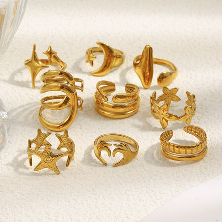 1 Piece Simple Series Daily Star Waterproof fade - resistant Stainless Steel Statement Rings