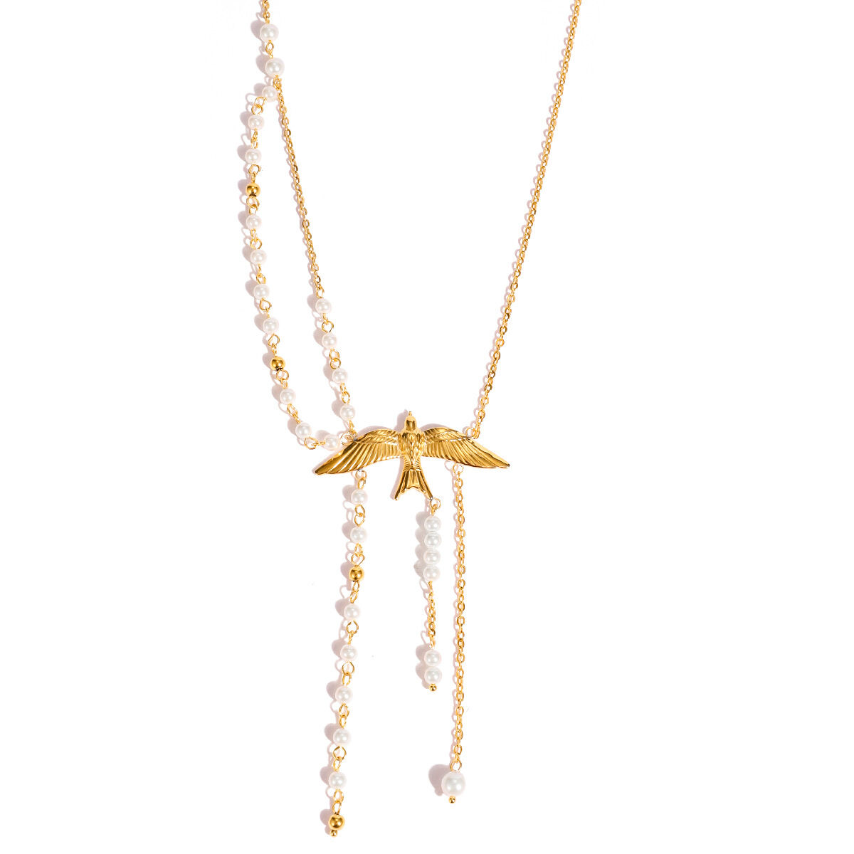 1 pezzo elegante collana con ciondolo a forma di uccelli in acciaio inossidabile impermeabile color oro da donna h5 