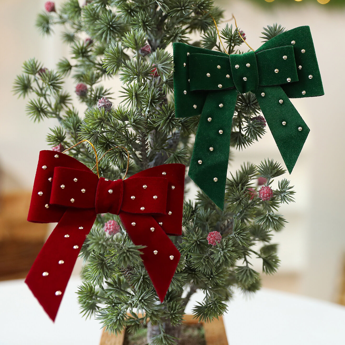 1 pieza de lazo navideño con corazón de poliéster para fiestas de mujer 2