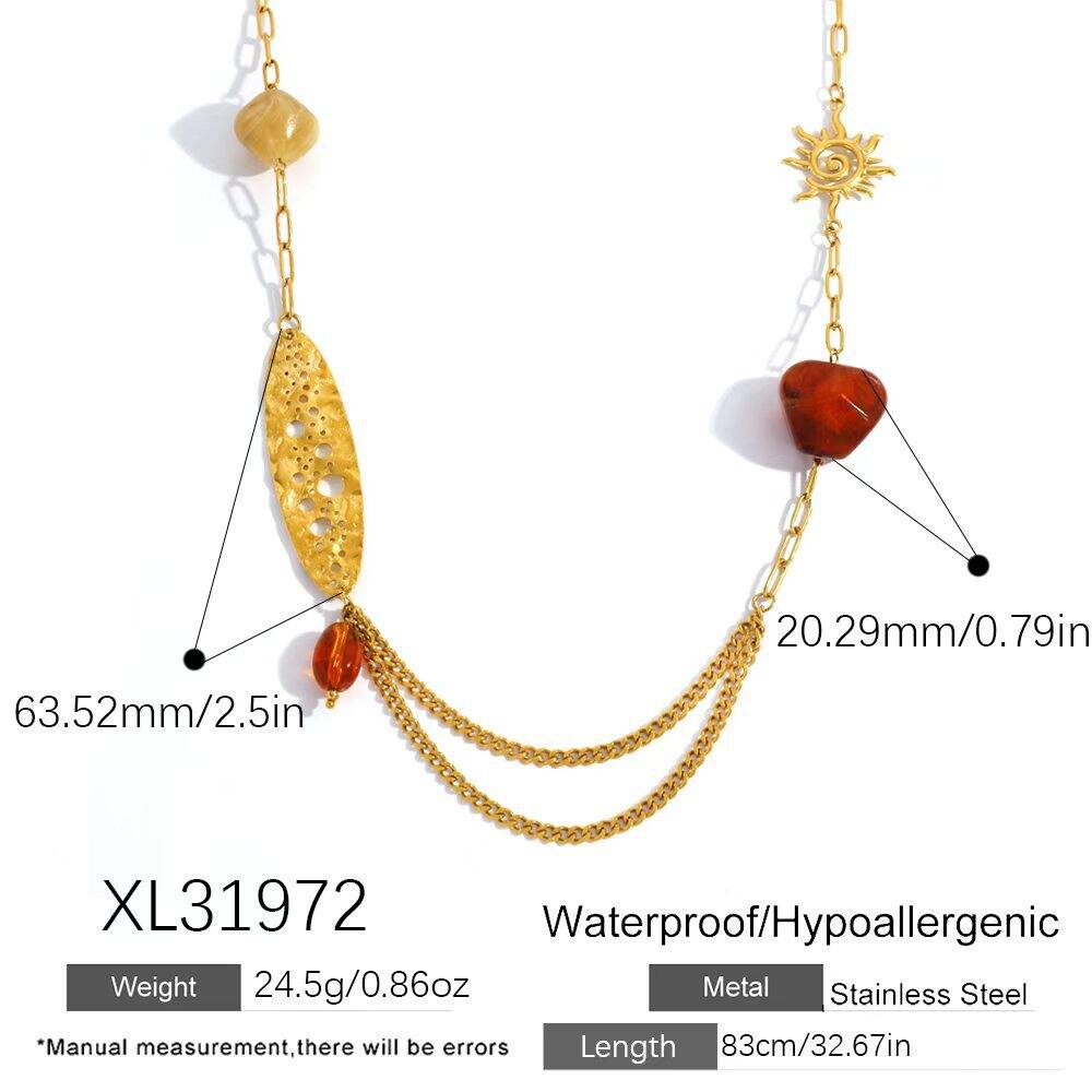 1 Piece  Sun Hollowed-out Stainless Steel Waterproof Women's Chain Necklaces h5 