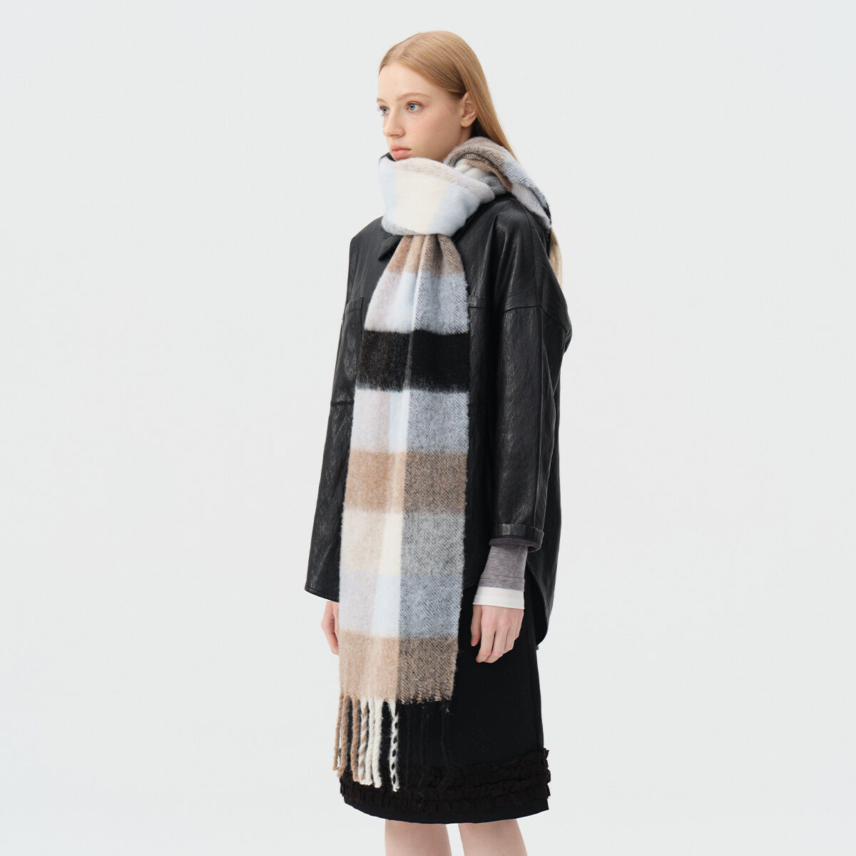1 Piece Casual Plaid Mixed Color Wool Blend Winter Scarf Picture2