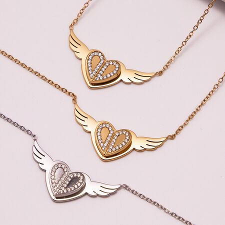 1 Piece Romantic Heart&Swings Stainless Steel Waterproof Gold Color Women's Pendant Necklaces 2